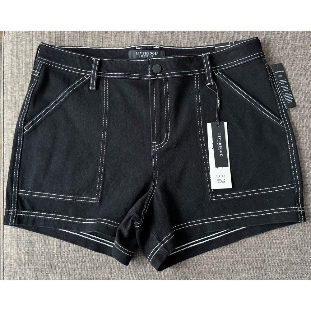 Liverpool Los Angeles Eco Utility Shorts City Black White Contrast Stitch 14/32